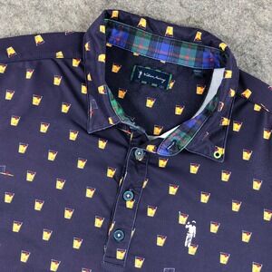 William Murray Men's M Blue Cocktail Print Golf Polo Shirt